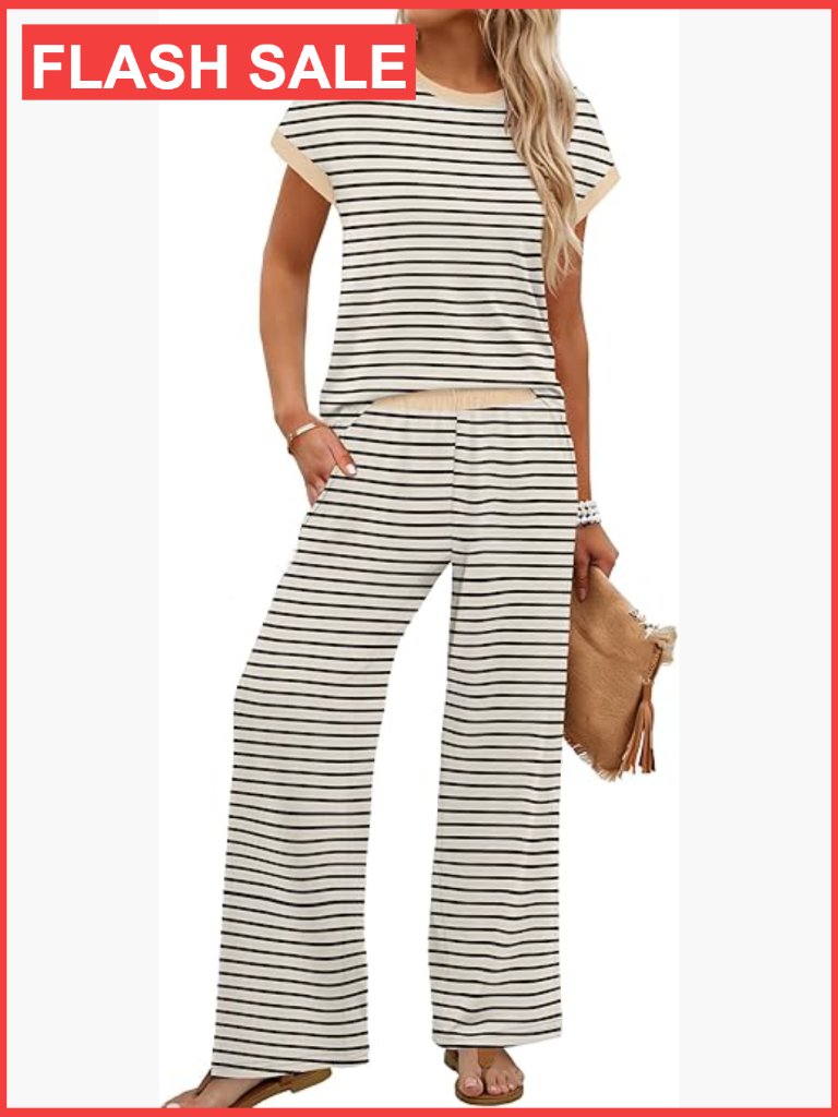 Two Piece Sets For Women Summer Travel Cruise Beach Vacation Wide Leg Pants Set